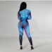 4Color Block Printed Bodysuits Two Piece Sets Women