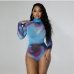 5Color Block Printed Bodysuits Two Piece Sets Women