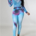 1Color Block Printed Bodysuits Two Piece Sets Women