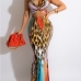 1Colorful Letter Printed Two Piece Skirt And Top