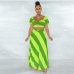 6Contrast Color Two Piece Maxi Skirt Set Women