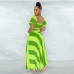 7Contrast Color Two Piece Maxi Skirt Set Women