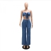 6Denim Matching Cropped Top And Loose Trouser Sets