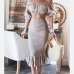 3Fashion Ruffled Off Shoulder Crop Top And Skirt
