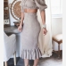 4Fashion Ruffled Off Shoulder Crop Top And Skirt