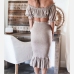 5Fashion Ruffled Off Shoulder Crop Top And Skirt