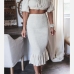 6Fashion Ruffled Off Shoulder Crop Top And Skirt