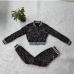 5Fashion Sequined Long Sleeve Top 2 Piece Pants Set