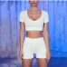 5High Waist Pure Short Sleeve Two Piece Outfits 