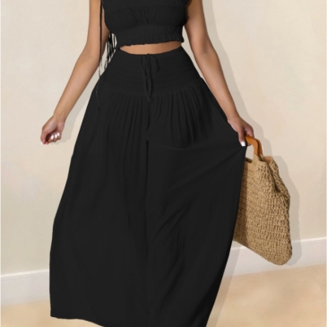 Holiday Strapless Cropped And Wide Leg Pants Set