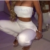 14Latest Letter Rhinestone  Cropped Top And Trouser Sets