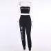 3Latest Letter Rhinestone  Cropped Top And Trouser Sets