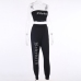 4Latest Letter Rhinestone  Cropped Top And Trouser Sets