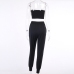 5Latest Letter Rhinestone  Cropped Top And Trouser Sets