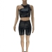 6Leather Top With Short Pants Two Piece Sets
