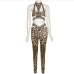 8Leopard Cutout Top And Pant Set For Ladies