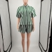 5Loose Striped Short Sleeve Two Piece Outfits