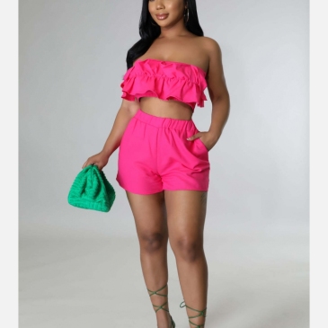 Night Club Ruched Strapless Two Piece Sets