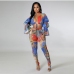 1Printed Fall 2 Piece Pant Sets For Women