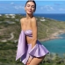 4Purple Strapless Cropped Top Skirts Set
