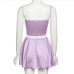 7Purple Strapless Cropped Top Skirts Set