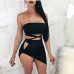 11Sexy Bandage Design Strapless Two Piece Skirt Sets