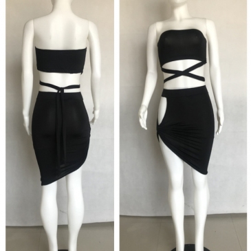 Sexy Bandage Design Strapless Two Piece Skirt Sets