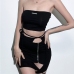 1Sexy Black Strapless Cropped Top Skirt Set