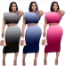 5Sexy Gradient Color  Sleeveless Two-Piece Skirts Set