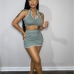1Sexy Halter Backless Two Piece Skirt Sets