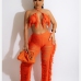 12Sexy Hollow Out Tassel Two Piece Pants Set