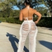 6Sexy Hollow Out Tassel Two Piece Pants Set