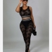 1Sexy Lace  Black Matching Two Piece Pant Sets