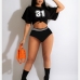 1Sexy Number Printed Short Sleeve Shorts Set