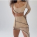 3Sexy One Shoulder Crop Top Irregular Skirt Set