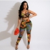 1Sexy Print Patchwork Camisole With Long Pants