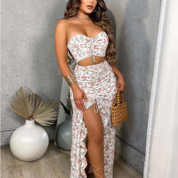 Sexy Printed Strapless Sleeveless Two Pieces