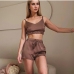 4Sexy Silk Solid Spaghetti Strap Top With Shorts Set