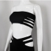 12Sexy Strapless Crop Top Hollow Out Skirts Sets