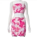 5Sexy Strapless Print Two Piece Skirt Sets Women