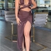 1Sexy Tie Wrap Top And Slit Maxi Skirt Sets