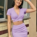 12Solid 2 Piece Short Sleeve Crop Top And Skirt