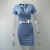 18Solid 2 Piece Short Sleeve Crop Top And Skirt