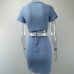 20Solid 2 Piece Short Sleeve Crop Top And Skirt