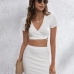 27Solid 2 Piece Short Sleeve Crop Top And Skirt