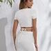 6Solid 2 Piece Short Sleeve Crop Top And Skirt