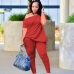 21Solid Ruched Plus Size Two Piece Pant Set