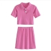 10Solid Short Sleeve Knitted Two Piece Skirt Sets