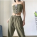 3Solid Strapless Cropped Top Matching 2 Piece Sets