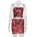 6Stylish Printed Strapless Top With Mini Skirt Set